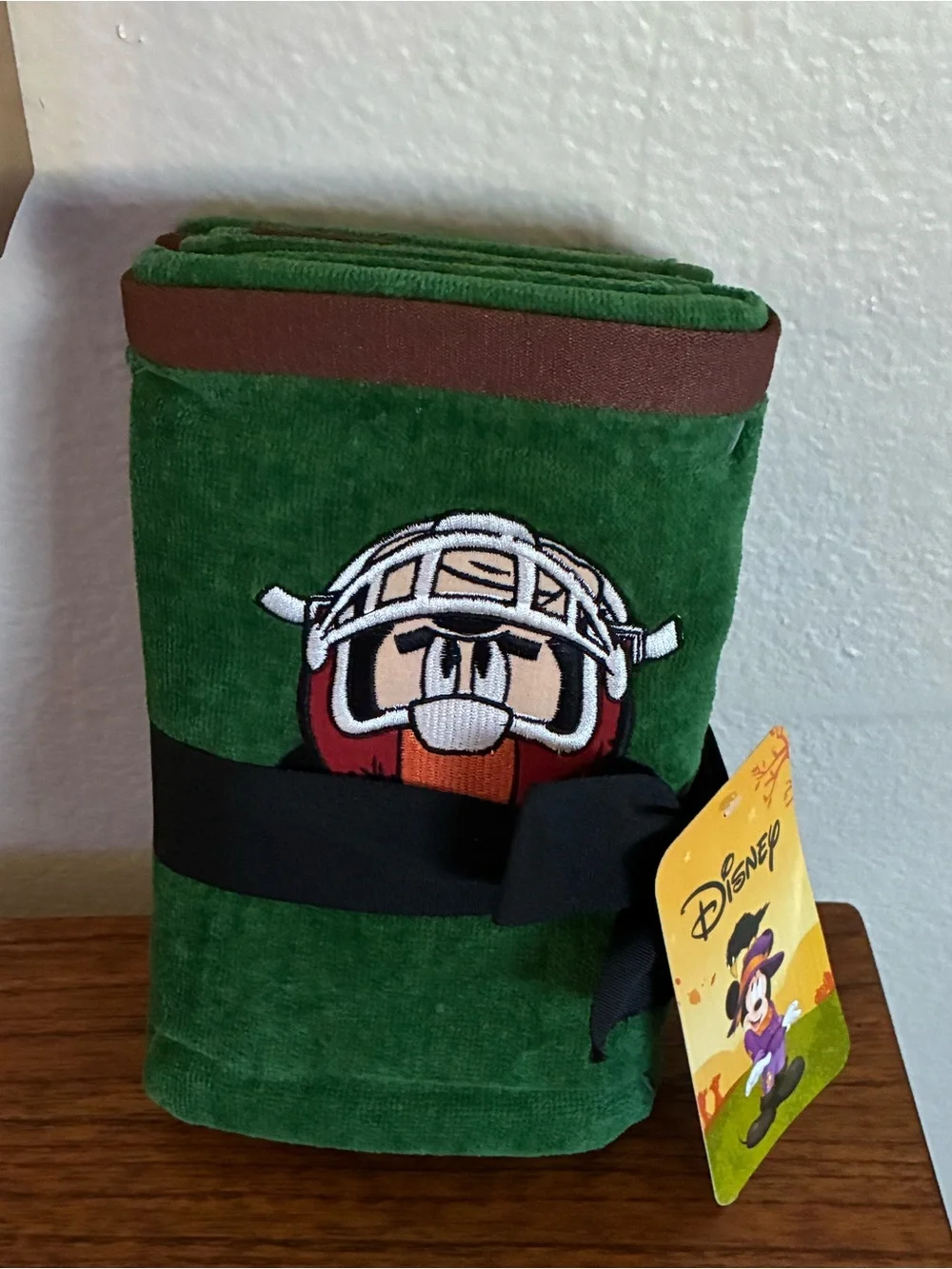 Disney Green and Brown Mickey Football set of 2 hand towels
